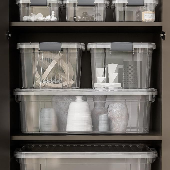 Superio Storage Bins with Lids- 4 Pack, 6.6 Qt Clear Boxes - Image 9