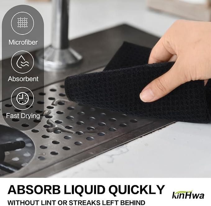 KinHwa Microfiber Dish Cloths Thick Waffle Weave Kitchen Dish Rags Ultra - Image 5