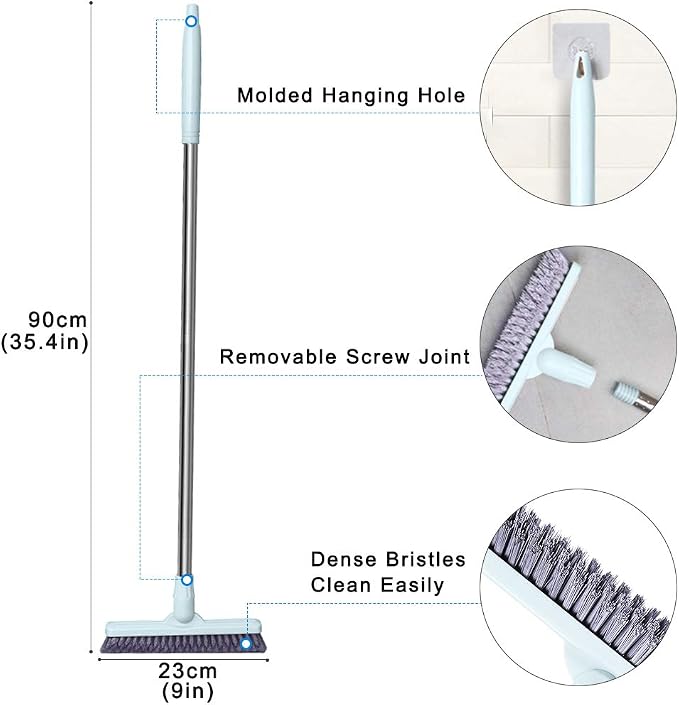 Affogato Floor Scrub Brush Bathroom Long Handle Bathtub Push Broom Shower Tile - Image 2