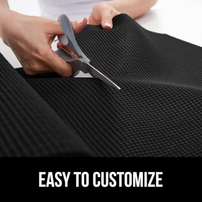 GORILLA GRIP powerGRIP Drawer Shelf and Cabinet Liner, Thick Strong Hold, Non-Adhesive Liners Protect Kitchen Cabinets and Cupboard, Bathroom Drawers, Easy Install, Breathable Mat, 17.5" x20', Black