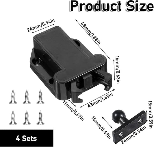 4Pack Push Latches for Cabinets, Push to Open Catch Lock, Safe Rebound - Image 2