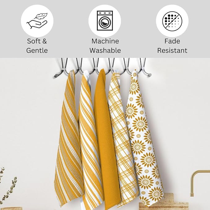 Assorted Kitchen Towels 16x26 Inch 100% Cotton Set of 5 - Image 5