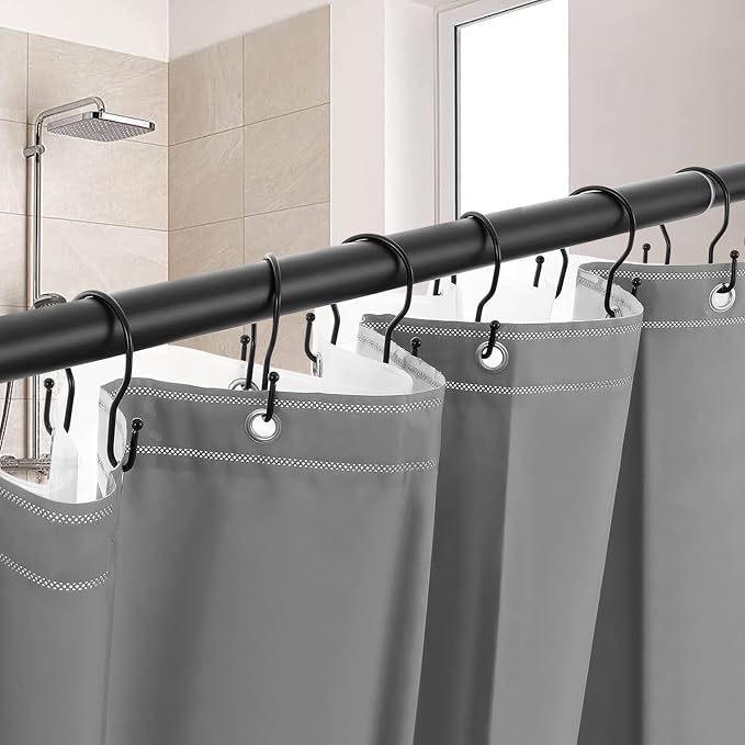 12 Pack Double Shower Curtain Hooks Rings, TENOVEL Double Sided Shower Curtain - Image 2