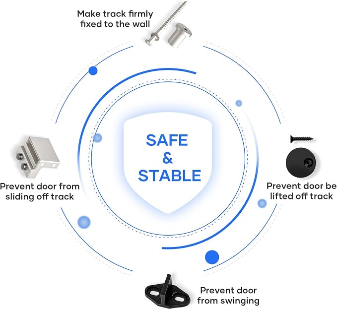EaseLife 8 FT Brushed Nickel Sliding Barn Door Hardware Track Kit, Straight - Image 5
