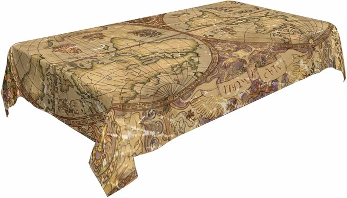 Vintage World Atlas Map Table Cover 52x70 Pirate Adventures Old Transportation by Unknown