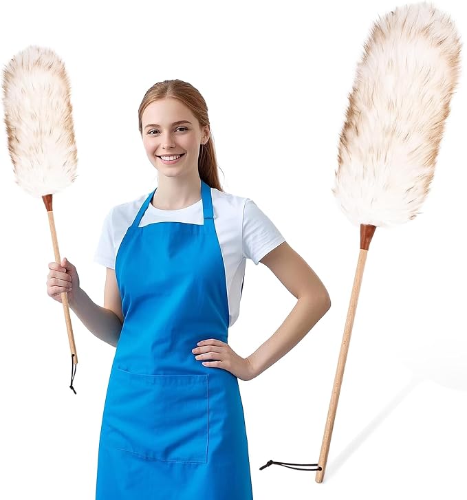 THARAHT Lamb Wool Duster Fluffy Long Handle Reusable by THARAHT
