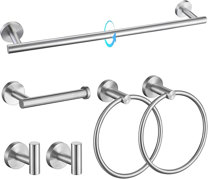 TQKAG Brushed Nickel Bathroom Hardware Set 6-Piece Bathroom Accessory Set 23.6 by TQKAG