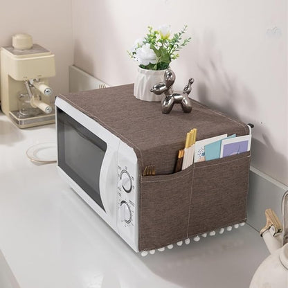 Microwave Oven Cover Dust Oil Proof Cotton Linen Waterproof Fabric Cloth Machine Protector Decorative Kitchen Appliance Cover 30 * 90cm Oven Cover Cloth Dust Cover(gray)