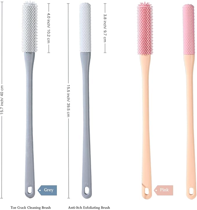 Toe Cleaning Brush with 15.7" Long Handle, Shower Foot Scrubber, No Bending - Image 3
