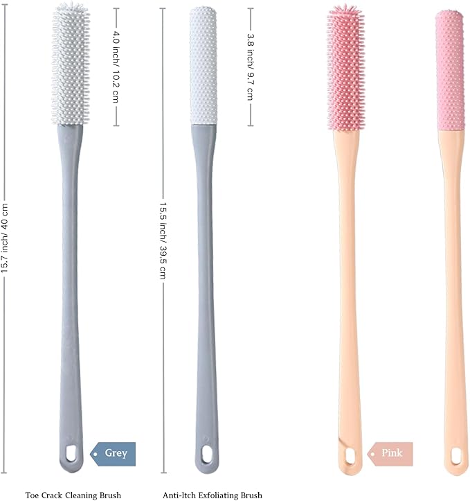 Toe Cleaning Brush with 15.7" Long Handle, Foot Scrubber in Shower, No Bending - Image 3