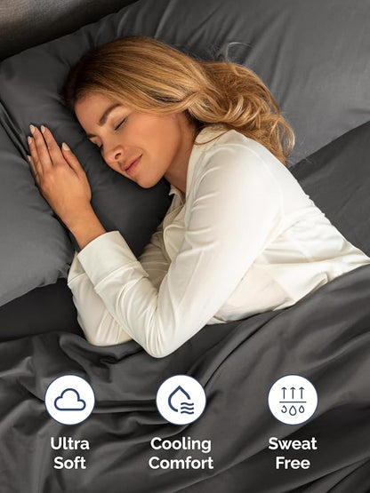 Extra Deep King Sheet Set - 6 Piece Breathable & Cooling Sheets - Hotel Luxury Bed Sheets Set - Easy & Secure Fit - Soft, Wrinkle Free & Comfy Sheets Set - Charcoal Sheet Set with Extra Deep Pockets