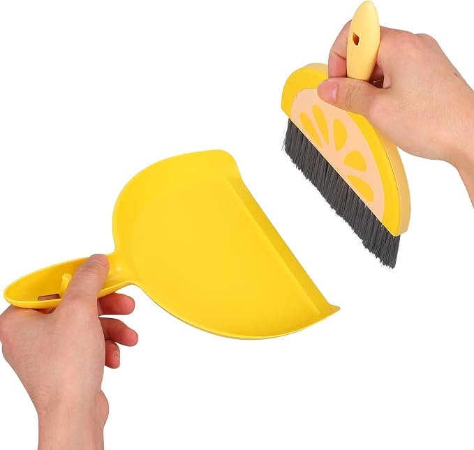 VOSAREA Small Dustpan and Brush Set, Lemon Mini Dustpan and Brush Whisk Broom - Image 7