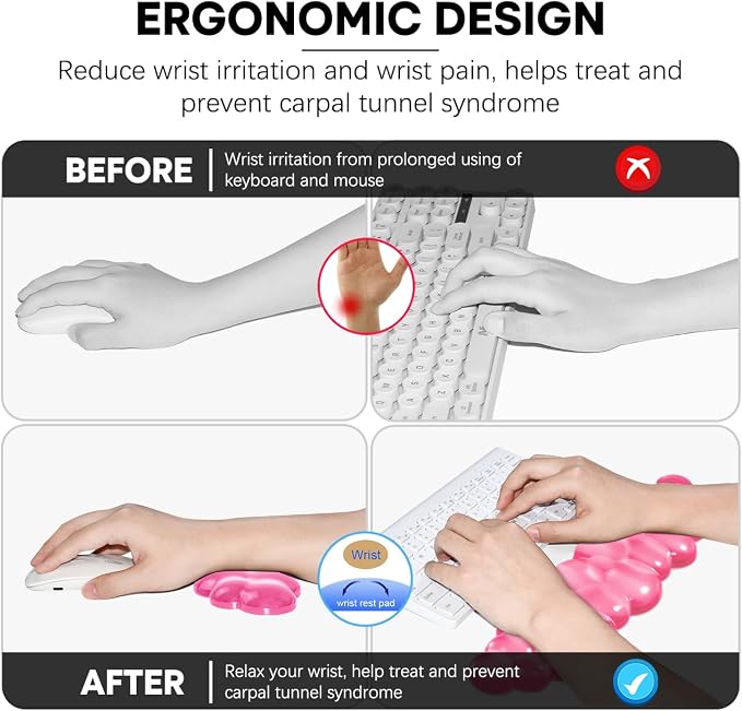 JIKIOU Clear Gel Wrist Rest for Keyboard and Mouse, Cool Silicone Mouse Wrist - Image 4