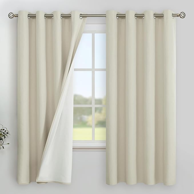 YoungsTex Stone Linen Blackout Curtains 63 Inch Length by YoungsTex