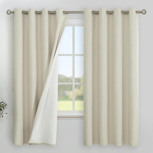 YoungsTex Stone Linen Blackout Curtains 63 Inch Length by YoungsTex