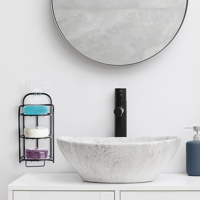 3-Tier Shower Soap Shampoo Bar Holder, Self Adhesive & Freestanding Draining - Image 6