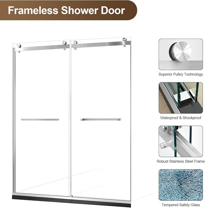 Paris Shower Door, Bathroom Shower Door, Brushed Nickel - Image 6