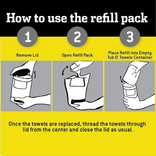 Tub O' Towels Heavy-Duty Cleaning Wipes Refill Pack, Fits 90-Count Canister - Image 2
