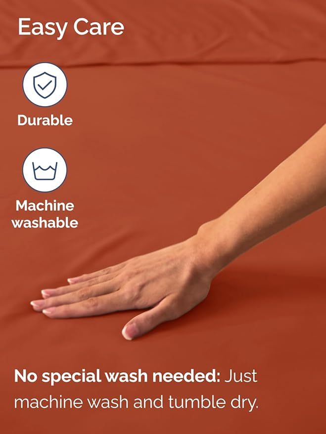 Extra Deep Twin Fitted Sheet - Hotel Luxury Single Fitted Sheet Only - Easily Fits 18 inch to 24 inch Mattress - Ultra Soft, Wrinkle & Fade Free w/Extra Deep Pockets - Breathable & Comfy - Terracotta
