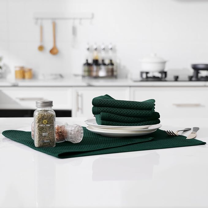 Kitinjoy 100% Cotton Waffle Weave Kitchen Hand Towels - Image 5