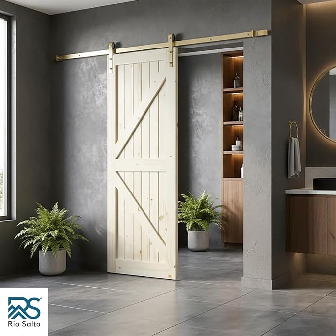 Rio Salto Gold Barn Door Hardware Kit Adjustable Length Sliding Door Hardware - Image 7