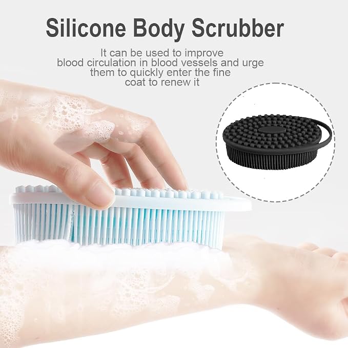 Silicone Body Scrubber, Exfoliating Silicone Body Shower, Silicone Loofah 2 in - Image 5