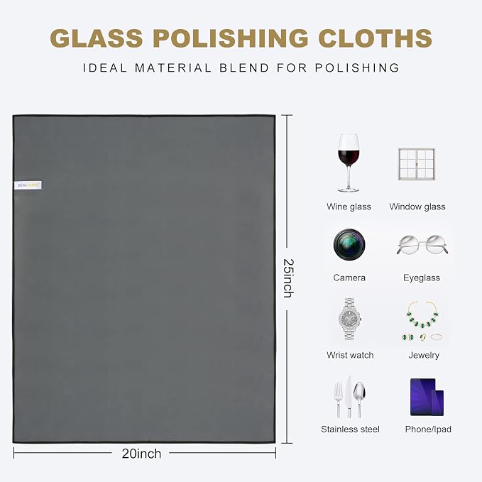 SINLAND Microfiber Glass Polishing Cloths Large Size Thick Lintless Drying - Image 2