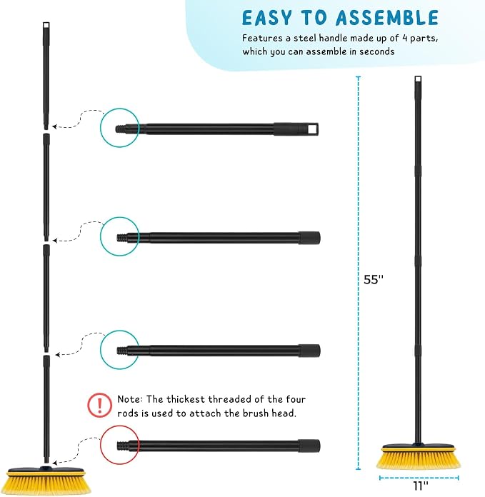 Car Wash Brush with Long Handle, Soft Bristle Scrub Broom - Image 6