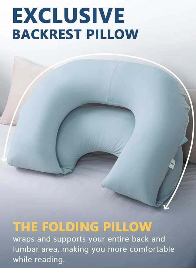 INSEN Reading Pillow, Back Pillow for Sitting in Bed and Couch, Gaming Pillow for Adults, Sit Up Support for Bed, Green Jersey
