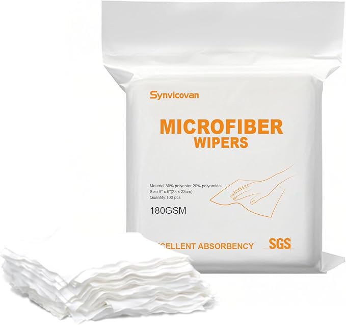 Microfiber Wipes 9"x9" Superfine Lint Free Cloths Cleaning and Drying Cloths by Synvicovan