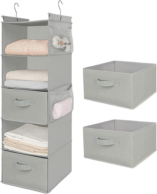 MAX Houser 5 Tier Shelf Hanging Closet Organizer, Cloth Hanging Shelf by MAXHouser