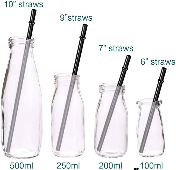 DAKOUFISH 10 Inch Long Black Reusable Plastic Replacement Drinking Straws - Image 2