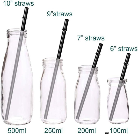 DAKOUFISH 7 Inch Black Reusable Plastic Replacement Drinking Straws - Image 2