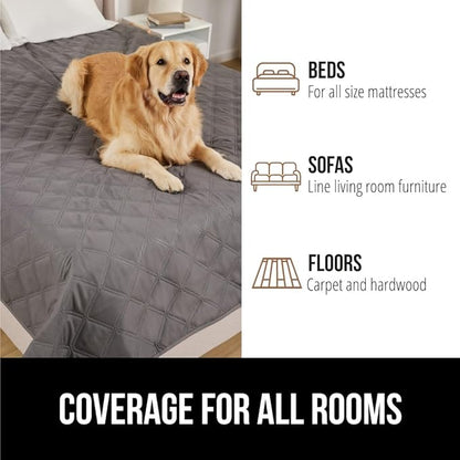 GORILLA GRIP Waterproof Bed Cover for Dogs, 82x52, Gripped Slip Resistant Backing, Leak Proof Washable Dog Blanket Covers Sofa, Couch, Sectional, Crate, Car, RV Seats, Pet Puppy Essentials, Charcoal