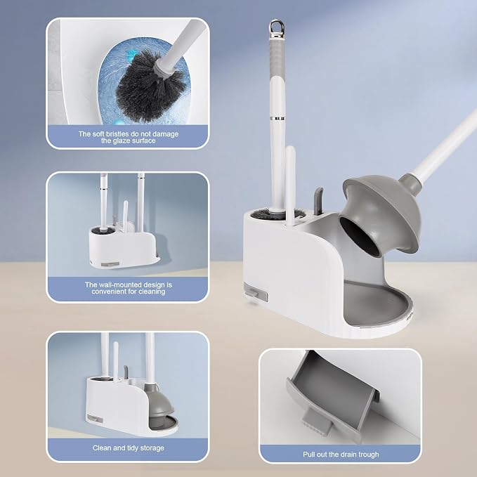 Toilet Brush and Plunger Set 4 in 1 Toilet Brush and Holder - Image 4