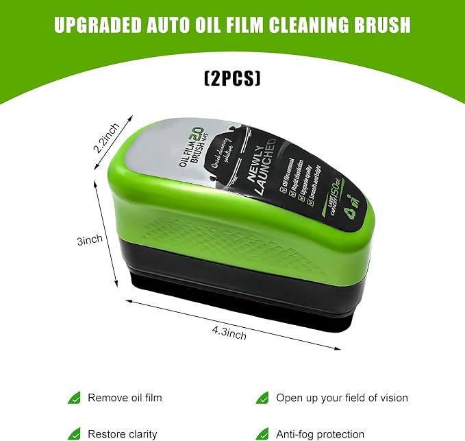 2PCS Automotive Oil Film Cleaning Brush, Reusable Oil Film Remover Streak-Free - Image 2