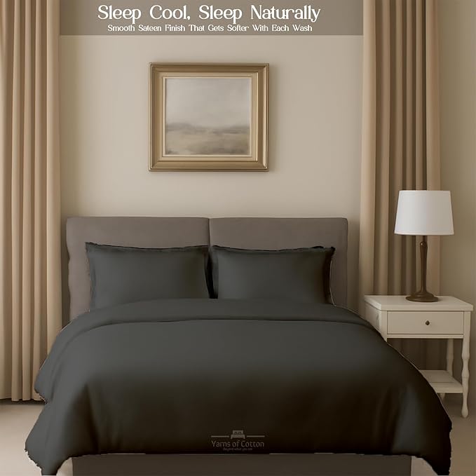 Sleeper Sofa 4 Piece Bed Sheet Set Premium Quality 100% Cotton 500 Thread Count, Smooth & Super Soft Sateen Weave, Extra Soft Bed Sheets, Wrinkle Free, 4 Inch Deep Pocket (Queen, Dark Grey)