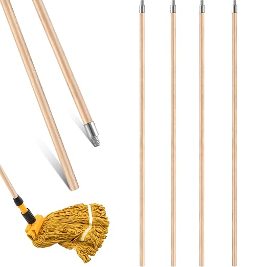 Barydat 4 Pack 72 Inch Lacquered Wood Broom Handle by home