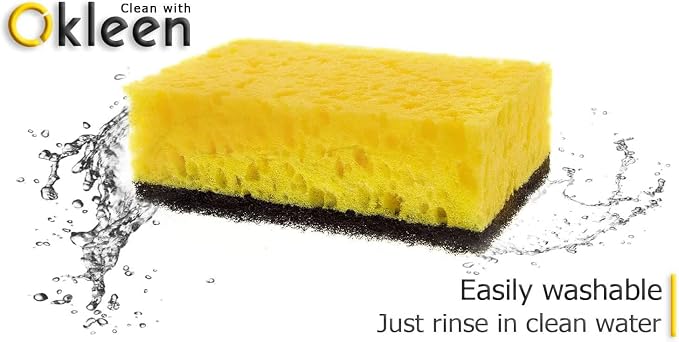 Yellow Multi Use Scrub Sponge. Made in Europe. Large Pack of 18. 4.3x2.8x1.4 - Image 4