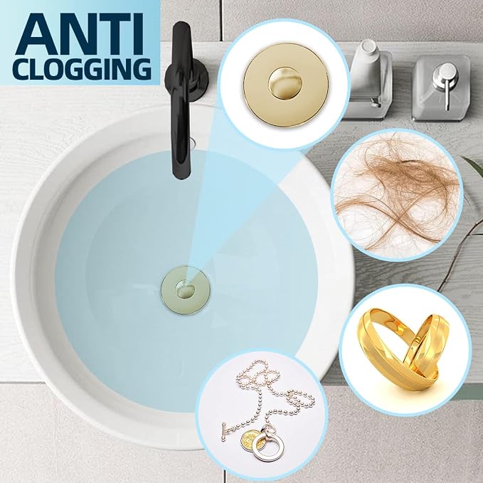 Universal Bathroom Sink Stopper, Pop Up Sink Stopper - Image 6