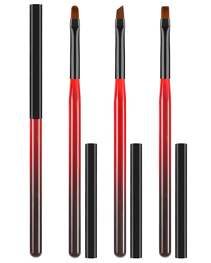 3PCS Nail Art Clean Up Brushes, Round/Angled/flat Acetone Resistant Gel Nail by AMilHiTon