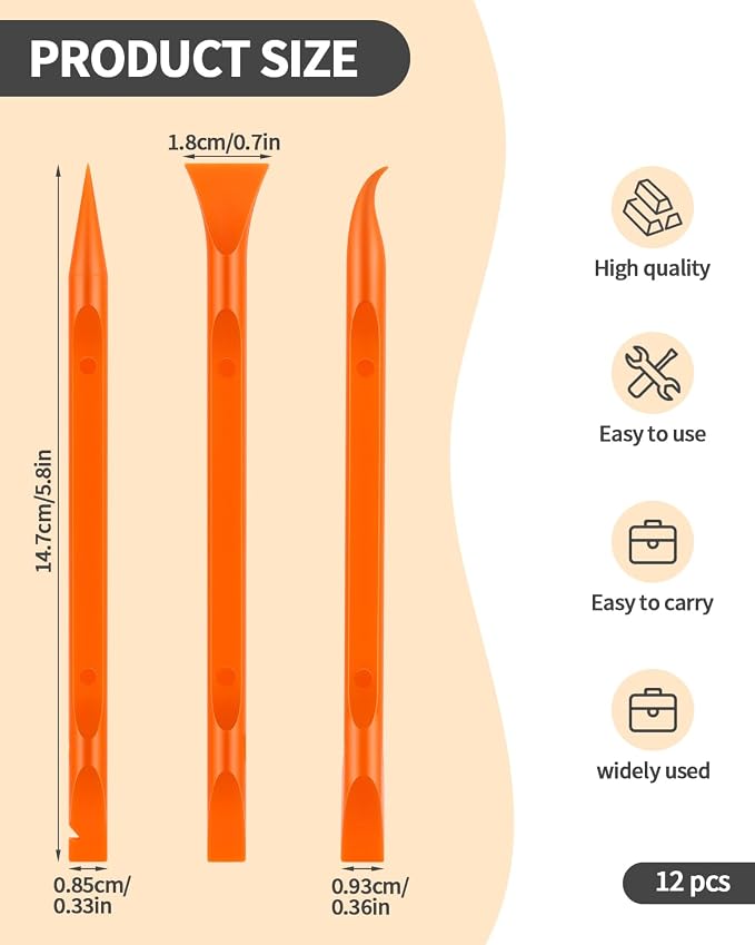 12 PCS Carbon Fiber Plastic Scrapers Tool, Non-Scratch Scraper Tool - Image 2