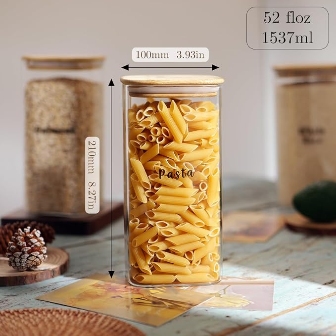 3 Pcs Square Glass Pantry Storage Containers - 52oz Thicken Glass Food Storage - Image 2
