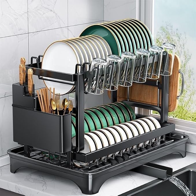 Dish Drying Rack, 2-Tier Dish Racks by KANYUNCD