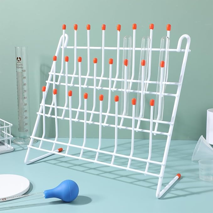 OUNONA Laboratory Beaker Drying Holder 24 Peg Lab Drying Rack Vertical Bottle - Image 5