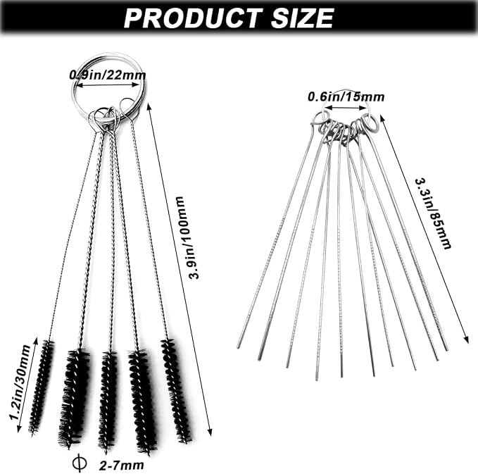 21 Pieces Nylon Mini Cleaning Brush Set Metal Straws Air Brush Spray Gun - Image 5