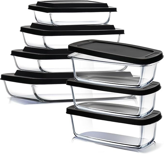 EATEX 7-Pack Glass Food Storage Containers by Eatex
