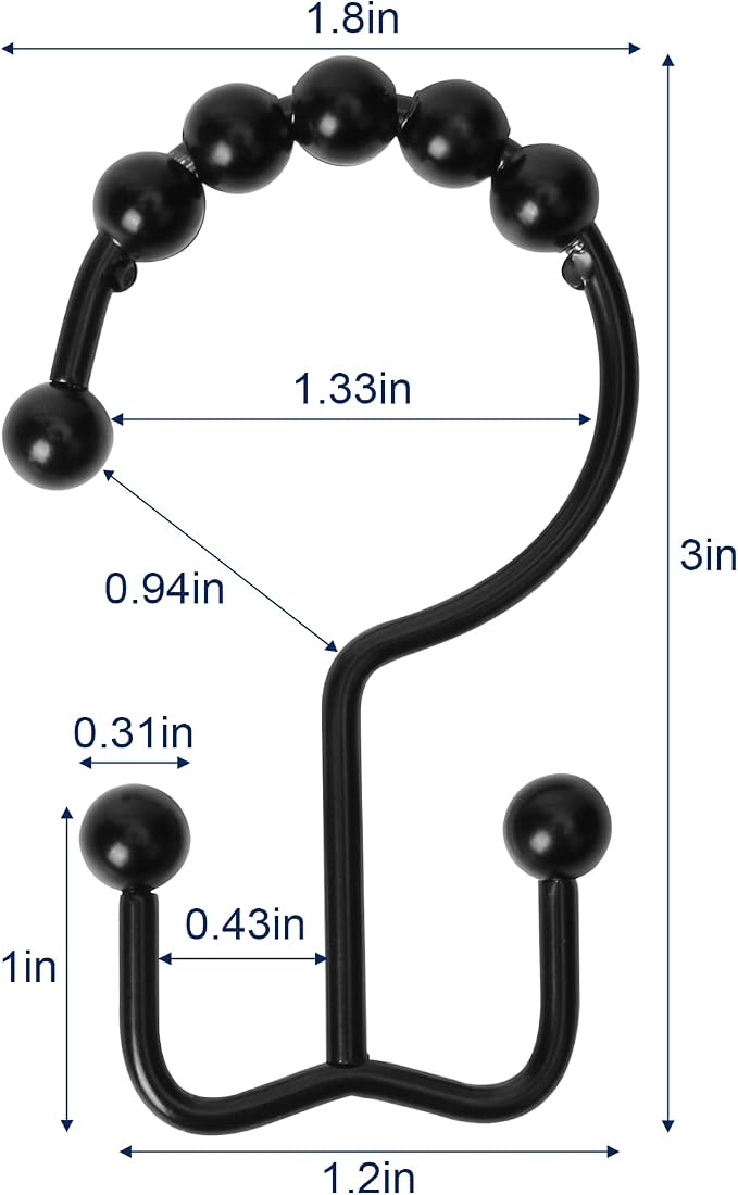 Shower Curtain Hooks, Sturdy Stainless Steel Double Sided Shower Hooks Rings - Image 7