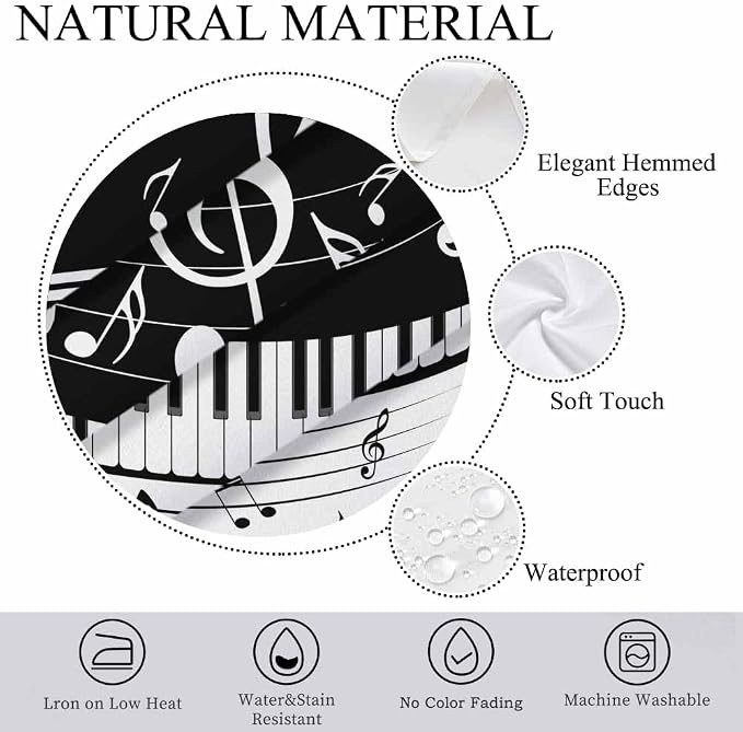 Piano Music Musical Notes Table Linens 52x70 Classical Black White Piano Keys - Image 5