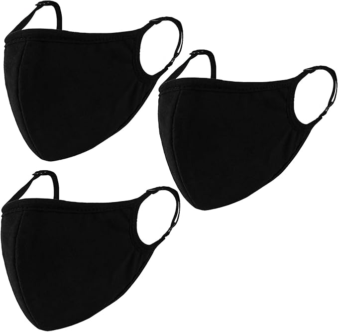 Black Cloth Face Mask 3 Pack, Reusable and Breathable Face Covering by BeatBasicprofessionaltopsellerfor5years